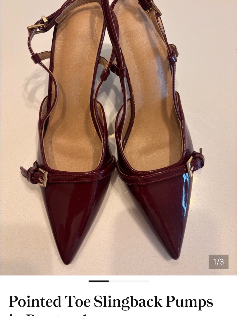 Missguided Patent Pointed Toe Slingback Pumps in Deep Wine